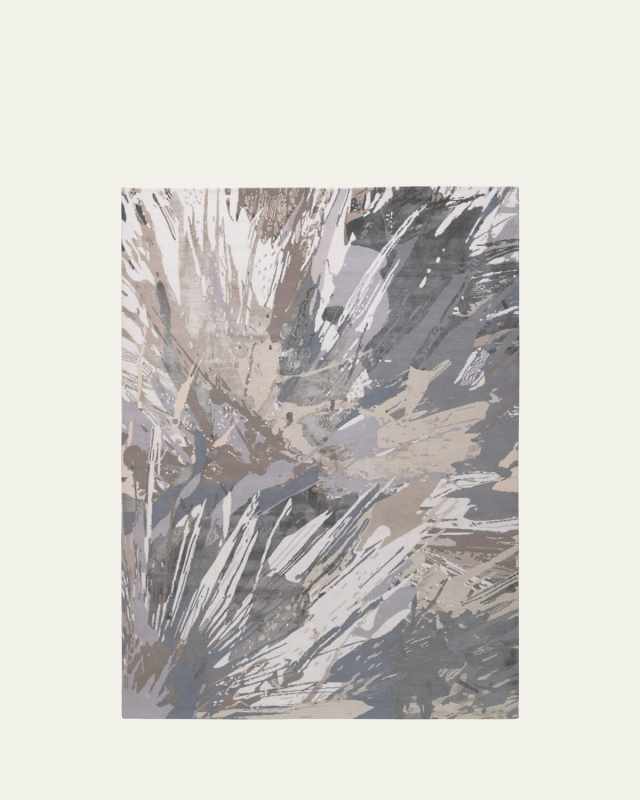 Splatter Silver Hand-Knotted Rug, 6' x 9'